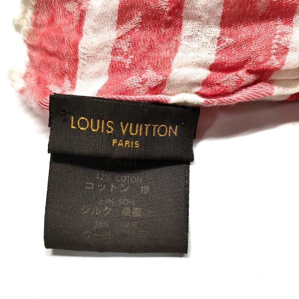 Auth Ltd Edition Louis Vuitton Red White Striped LV Monogram Scarf Shawl Wrap - Picture 7 of 7
